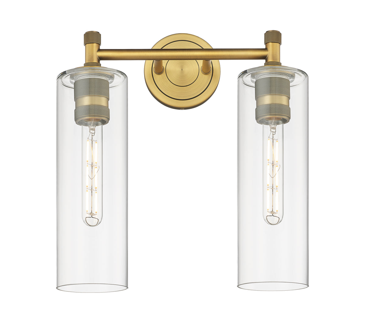 Crown Point 14-Inch 2-Light Bath Vanity Light Cylinder Shade 15.5-Inch High