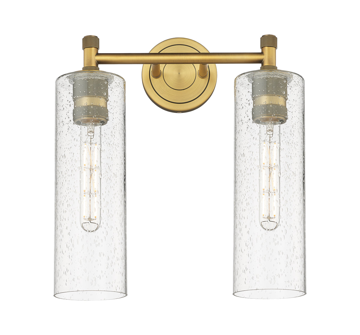 Crown Point 14-Inch 2-Light Bath Vanity Light Cylinder Shade 15.5-Inch High