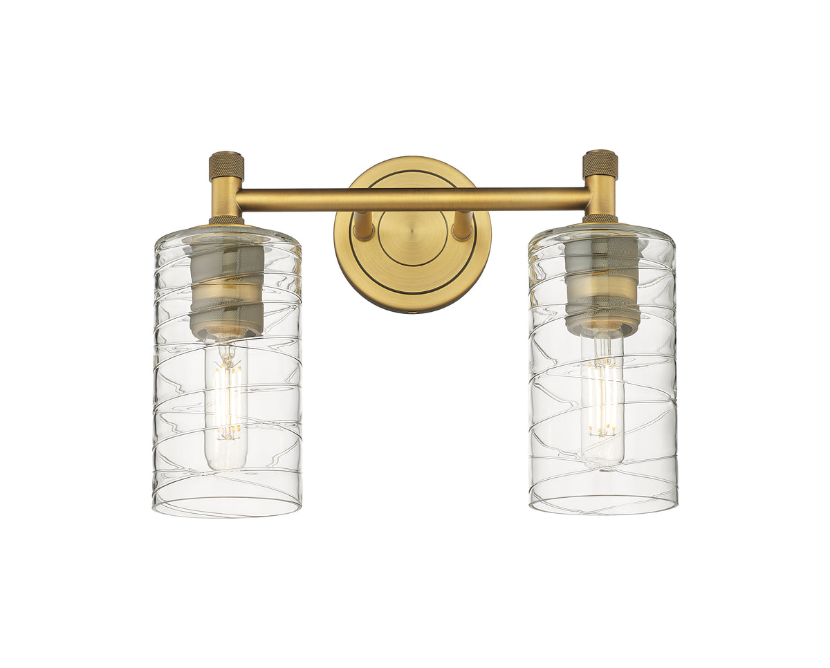 Crown Point 14-Inch 2-Light Bath Vanity Light Cylinder Shade 10.5-Inch High