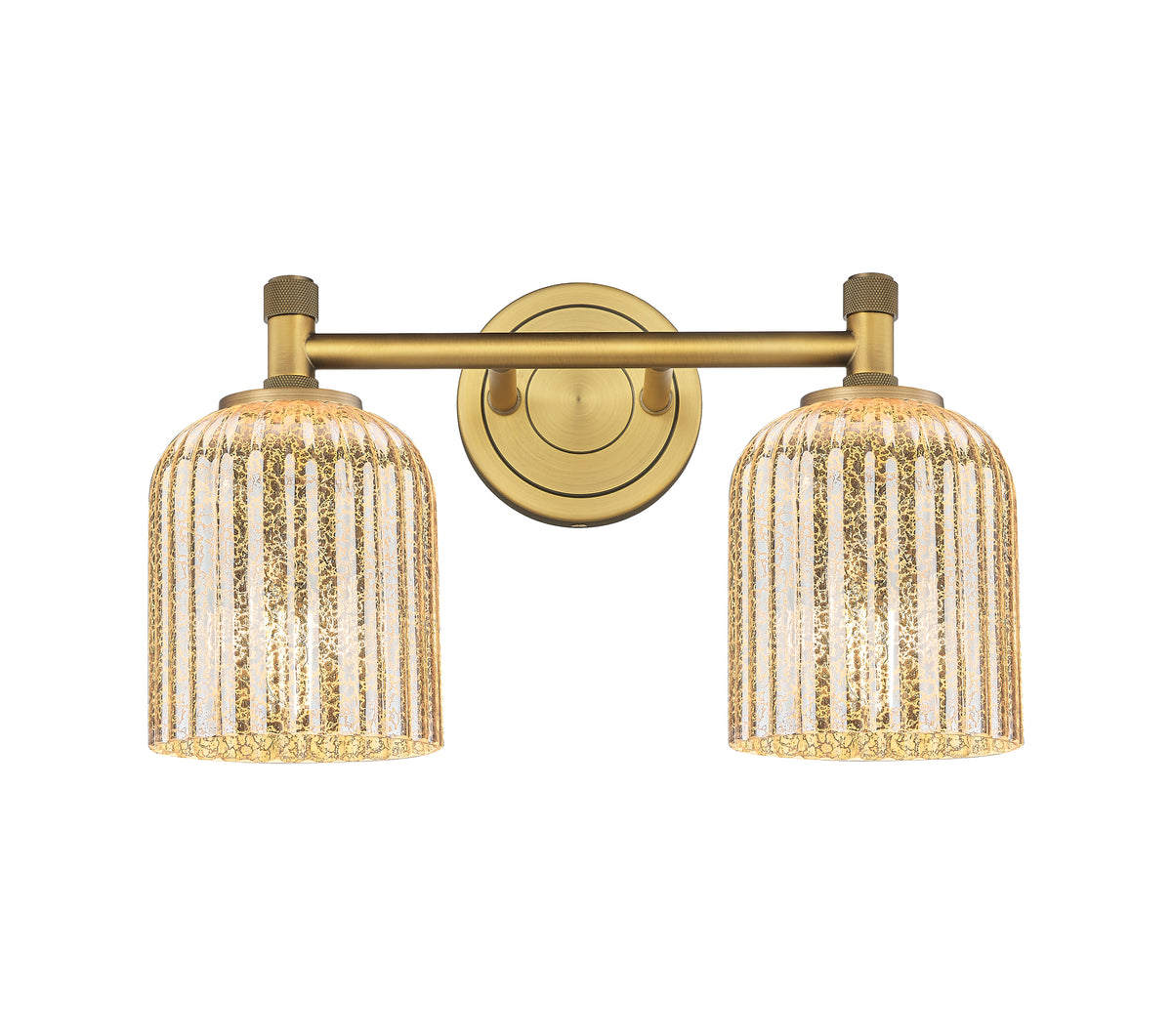 Crown Point 14-Inch 2-Light Bath Vanity Light Bell Shade 9.5-Inch High