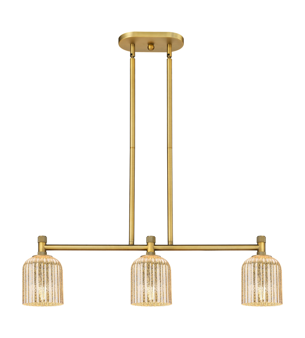 Crown Point 31-Inch 3-Light Stem-Hung Island Light Bell Shade 8.875-Inch High