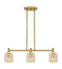 Crown Point 31-Inch 3-Light Stem-Hung Island Light Bell Shade 8.875-Inch High