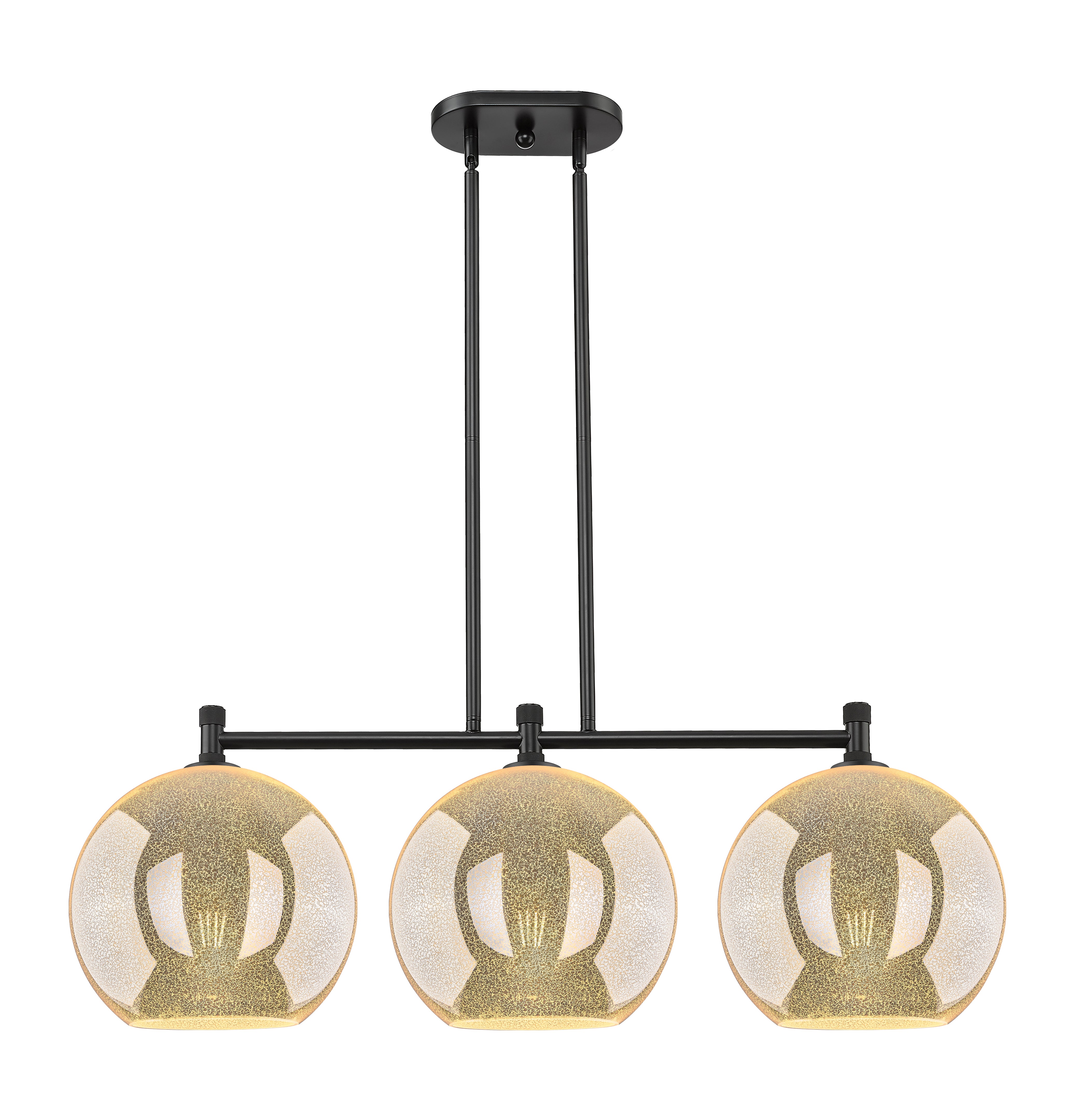 Downtown Urban Island Light Cast Brass Glass