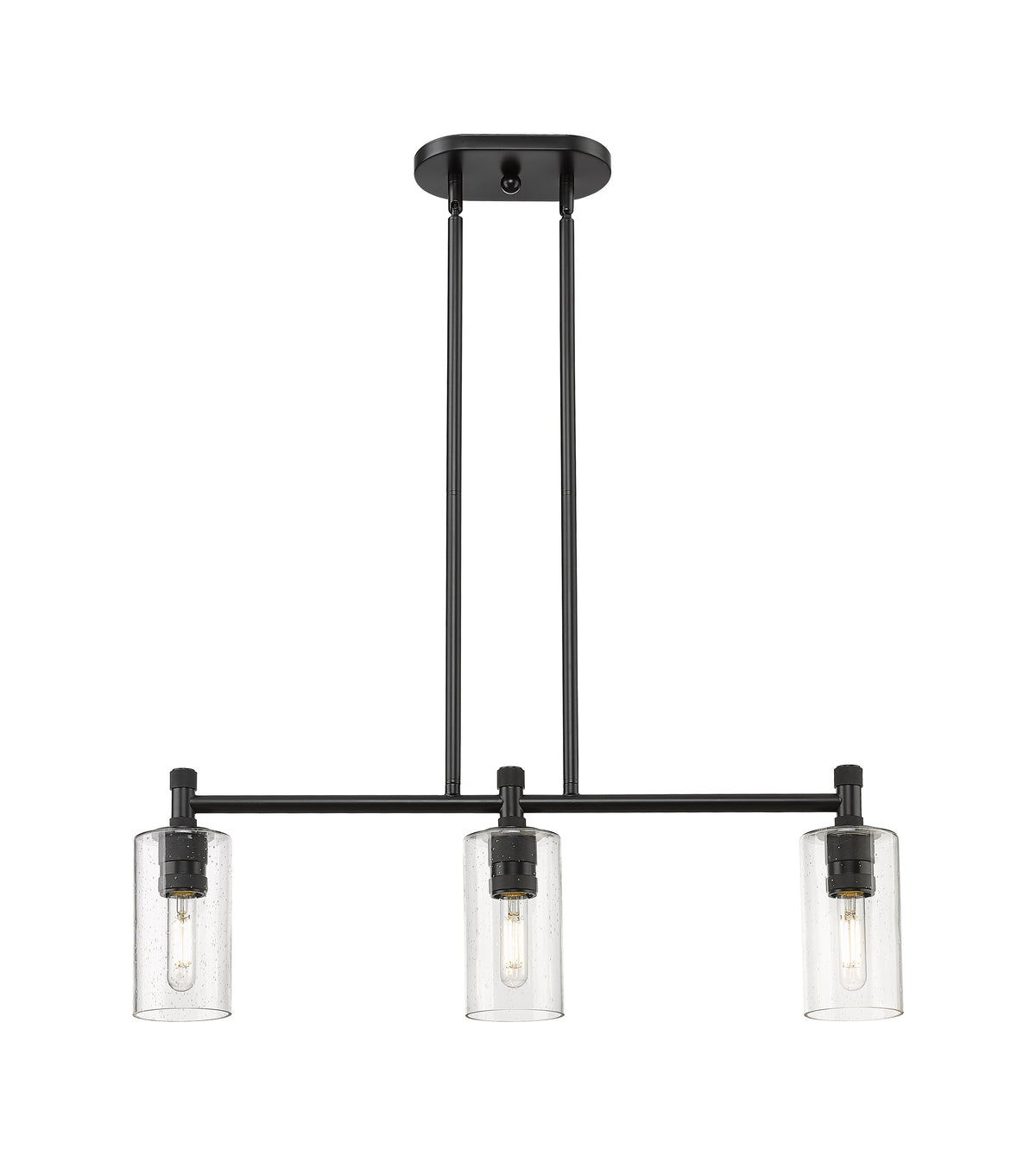 Crown Point 31-Inch 3-Light Stem-Hung Island Light Cylinder Shade 9.875-Inch High
