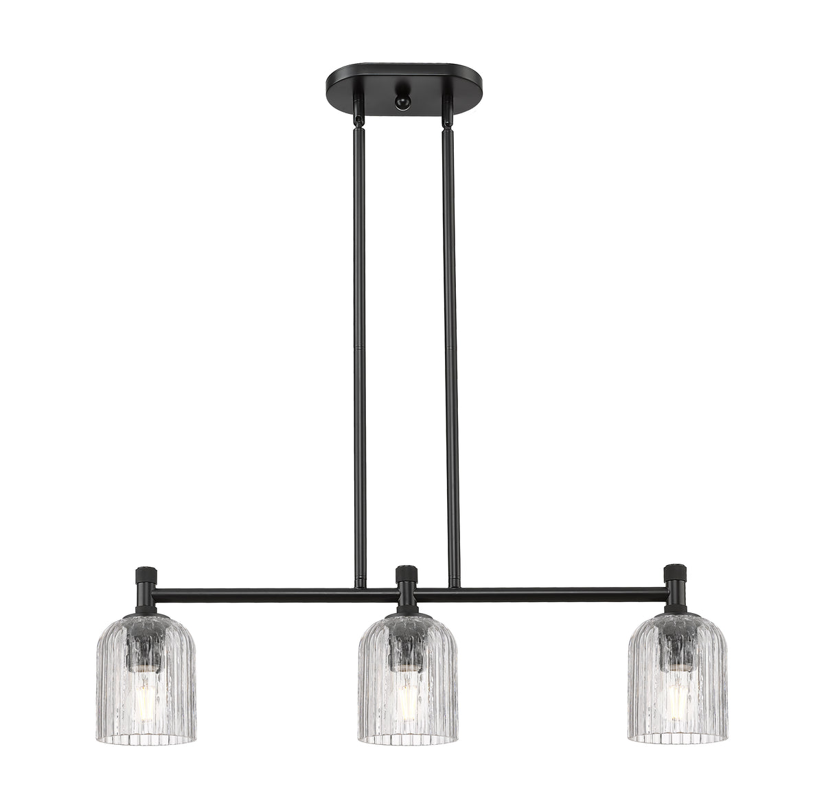 Crown Point 31-Inch 3-Light Stem-Hung Island Light Bell Shade 8.875-Inch High