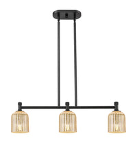Crown Point 31-Inch 3-Light Stem-Hung Island Light Bell Shade 8.875-Inch High