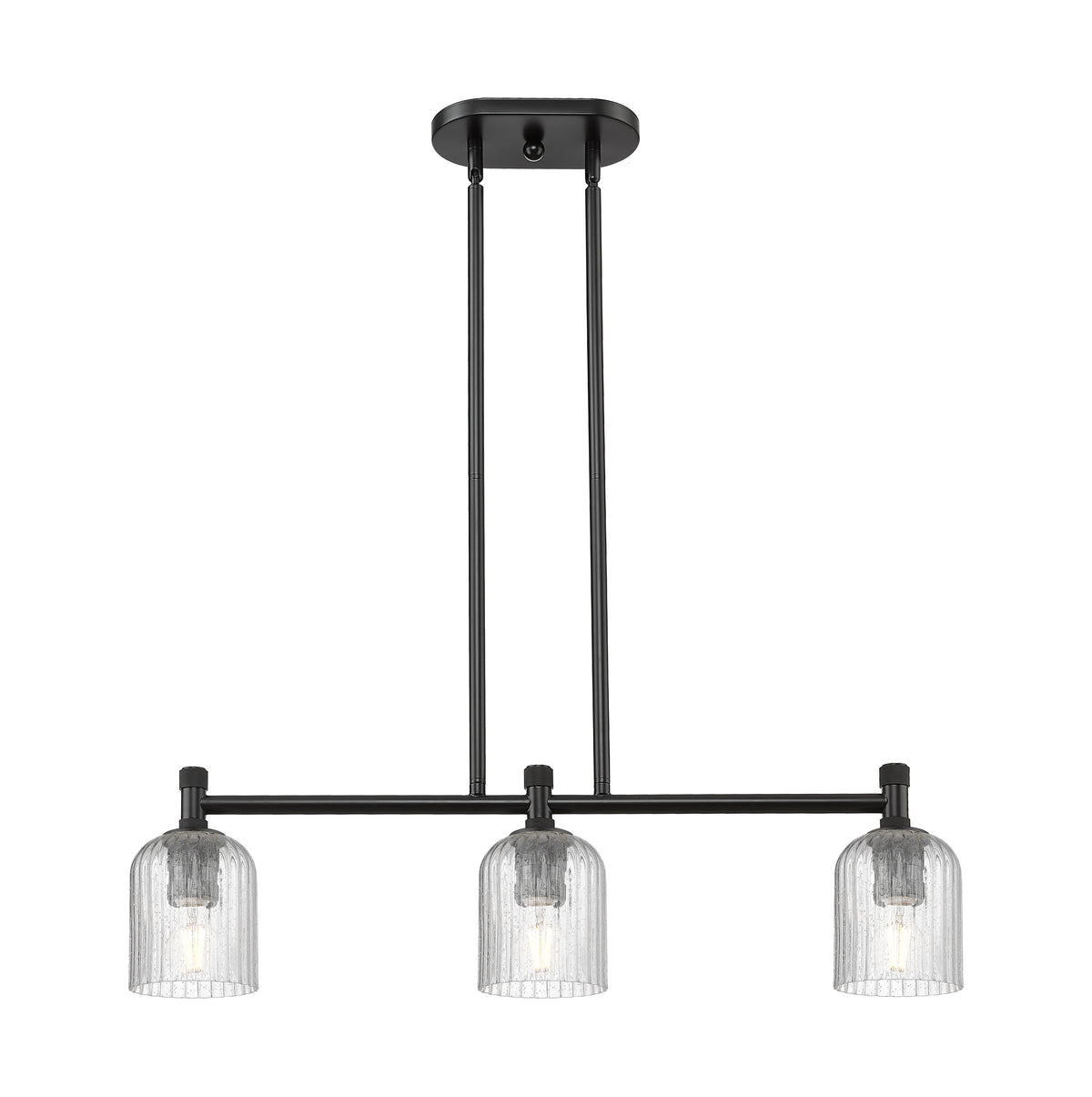Crown Point 31-Inch 3-Light Stem-Hung Island Light Bell Shade 8.875-Inch High