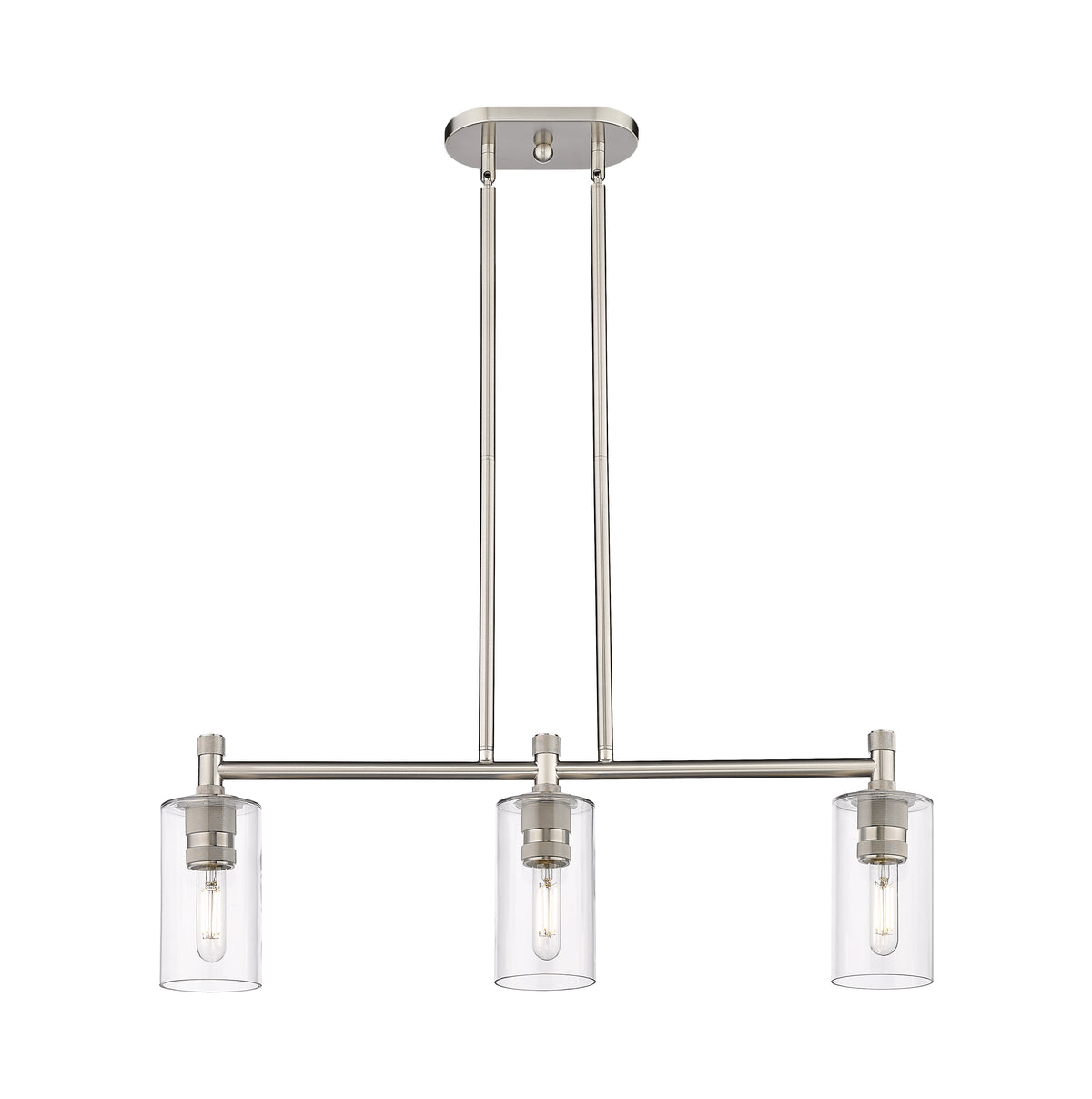 Crown Point 31-Inch 3-Light Stem-Hung Island Light Cylinder Shade 9.875-Inch High