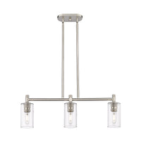 Crown Point 31-Inch 3-Light Stem-Hung Island Light Cylinder Shade 9.875-Inch High