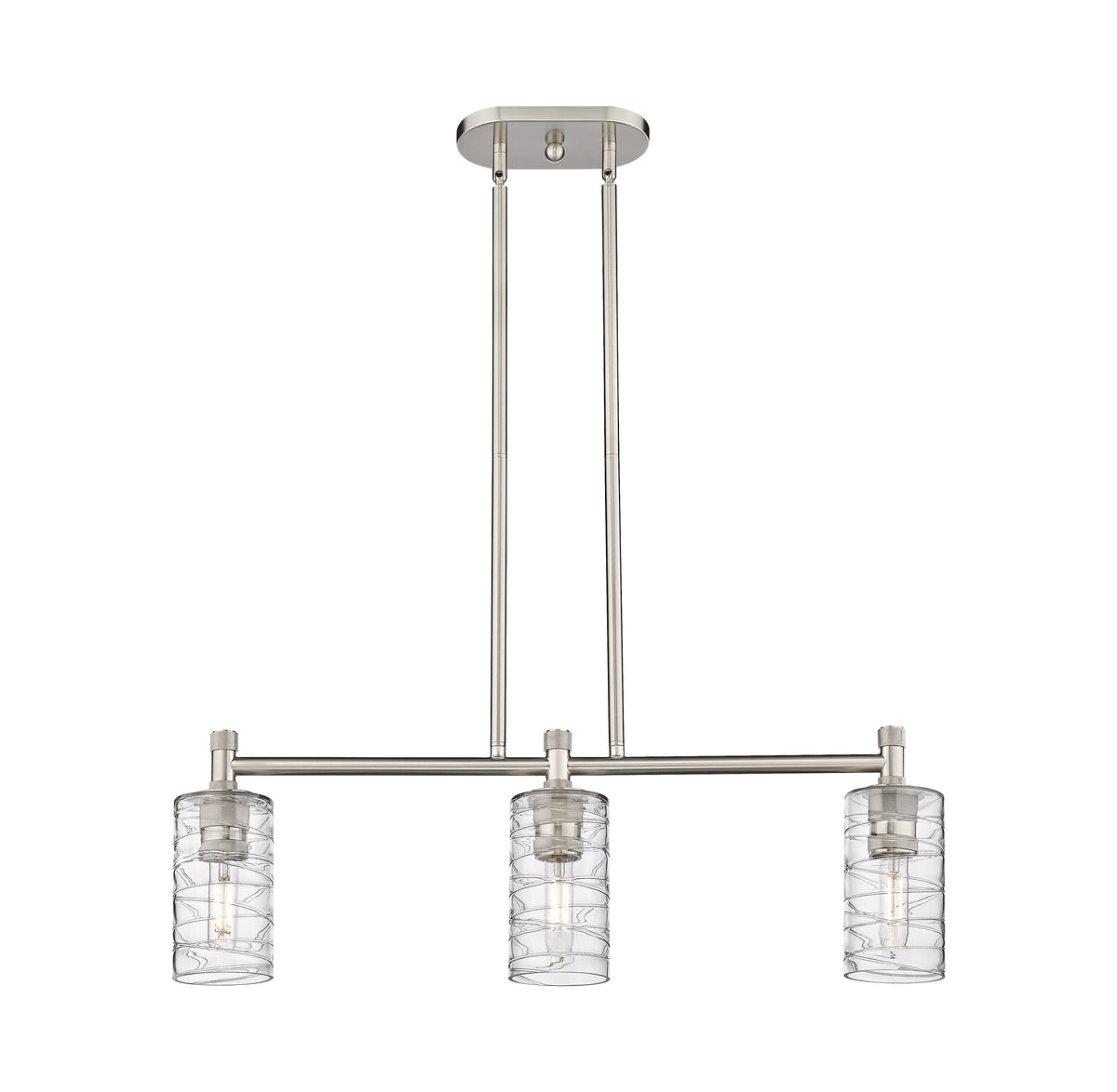 Crown Point 31-Inch 3-Light Stem-Hung Island Light Cylinder Shade 9.875-Inch High