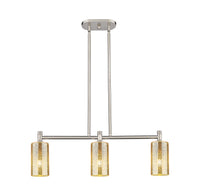 Crown Point 31-Inch 3-Light Stem-Hung Island Light Cylinder Shade 9.875-Inch High