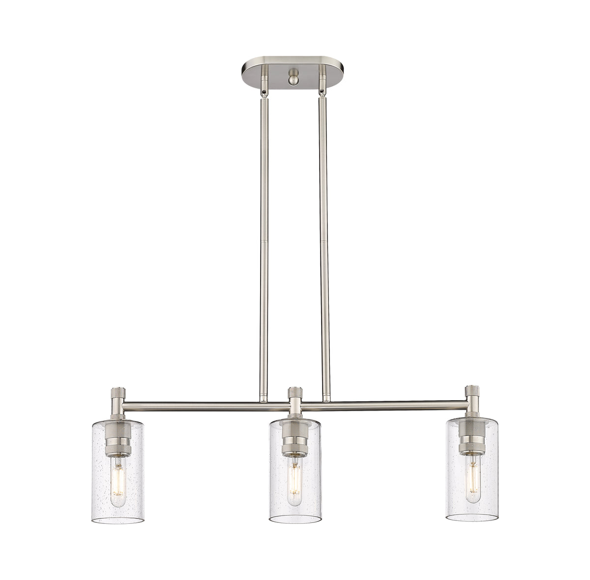 Crown Point 31-Inch 3-Light Stem-Hung Island Light Cylinder Shade 9.875-Inch High
