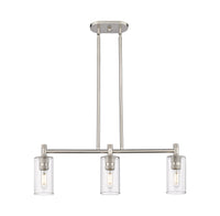Crown Point 31-Inch 3-Light Stem-Hung Island Light Cylinder Shade 9.875-Inch High