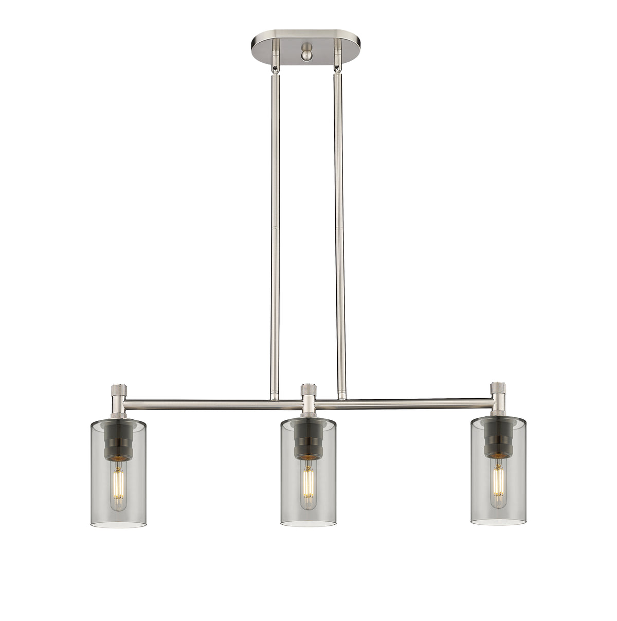 Crown Point 31-Inch 3-Light Stem-Hung Island Light Cylinder Shade 9.875-Inch High