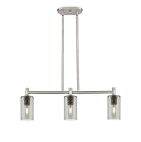 Crown Point 31-Inch 3-Light Stem-Hung Island Light Cylinder Shade 9.875-Inch High