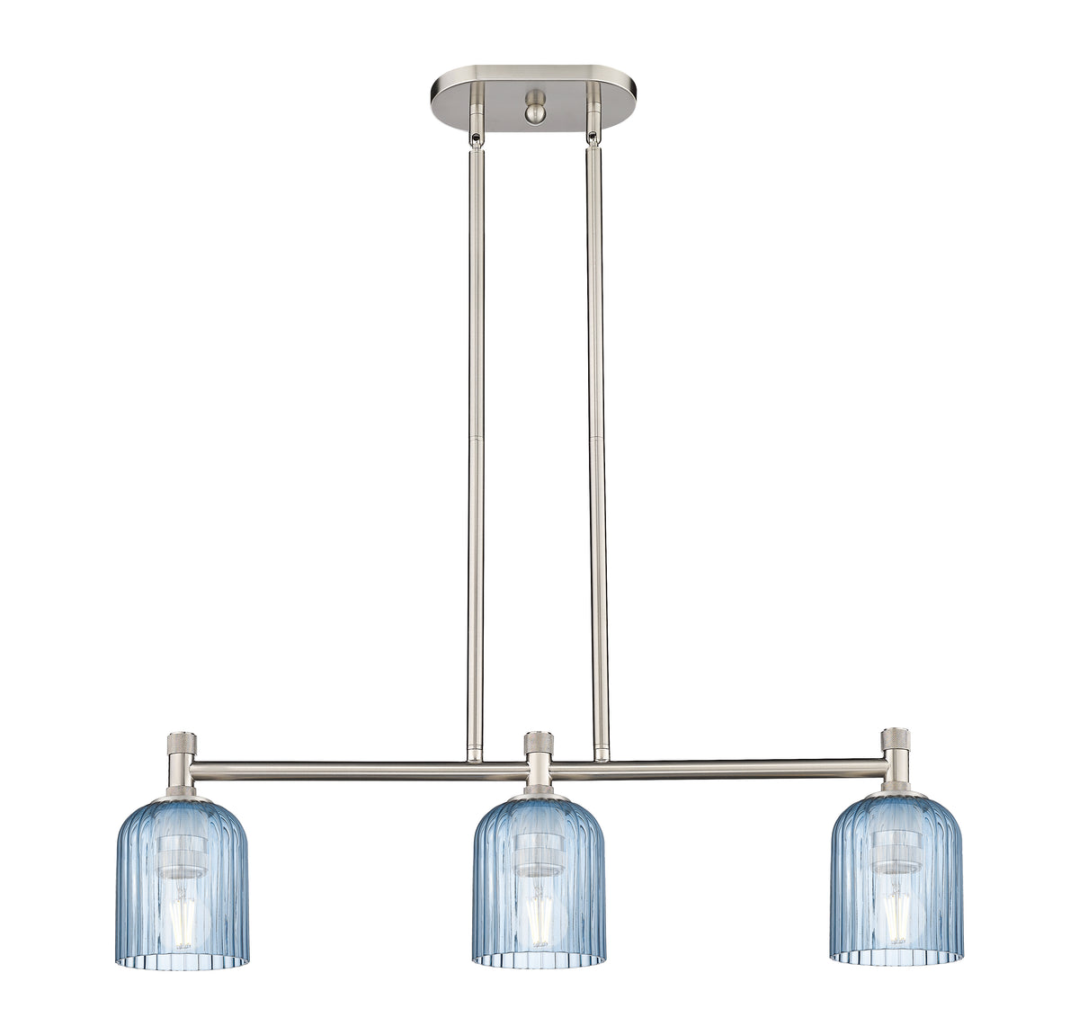Crown Point 31-Inch 3-Light Stem-Hung Island Light Bell Shade 8.875-Inch High