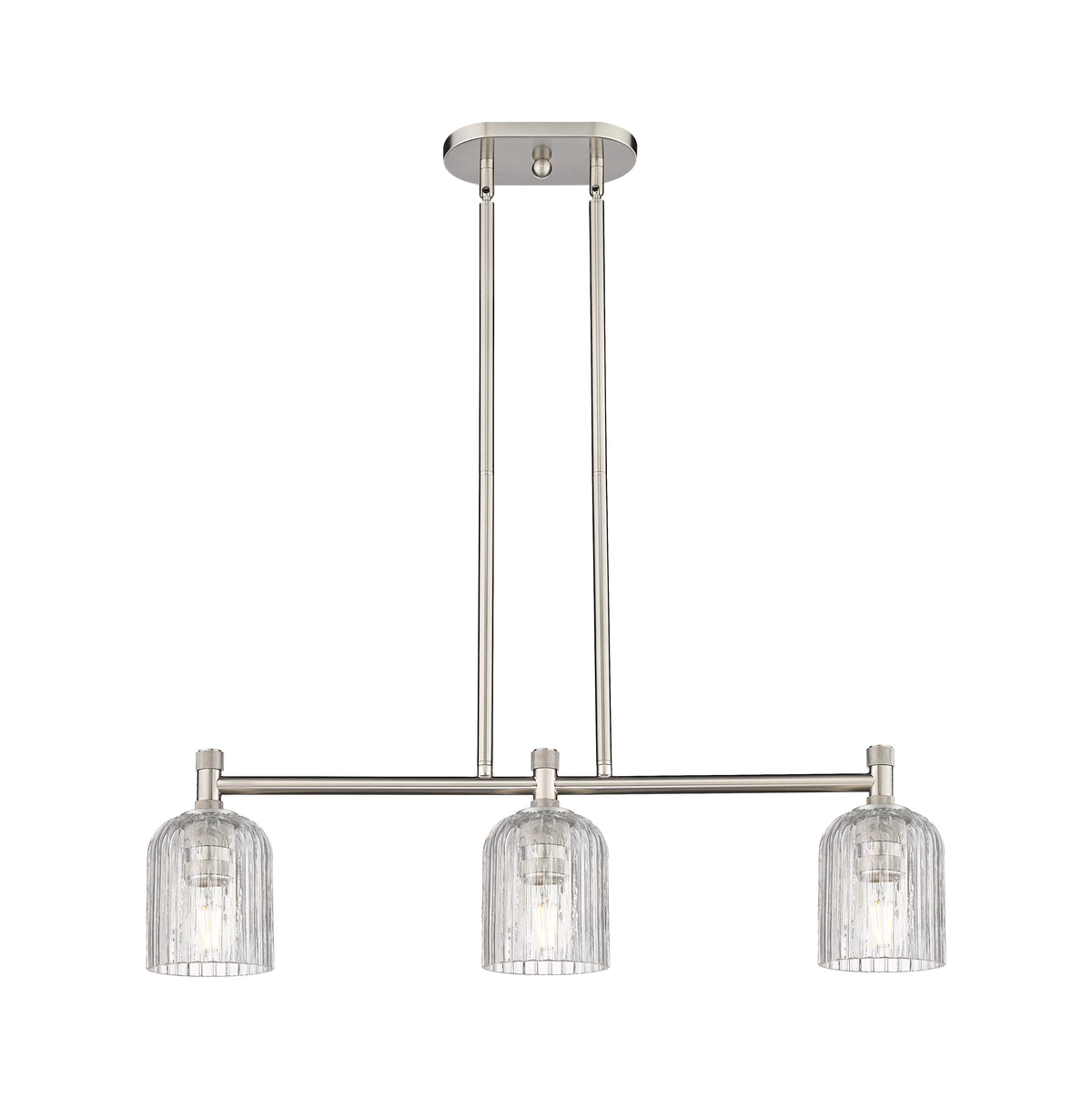 Crown Point 31-Inch 3-Light Stem-Hung Island Light Bell Shade 8.875-Inch High