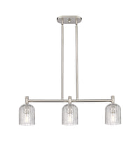 Crown Point 31-Inch 3-Light Stem-Hung Island Light Bell Shade 8.875-Inch High
