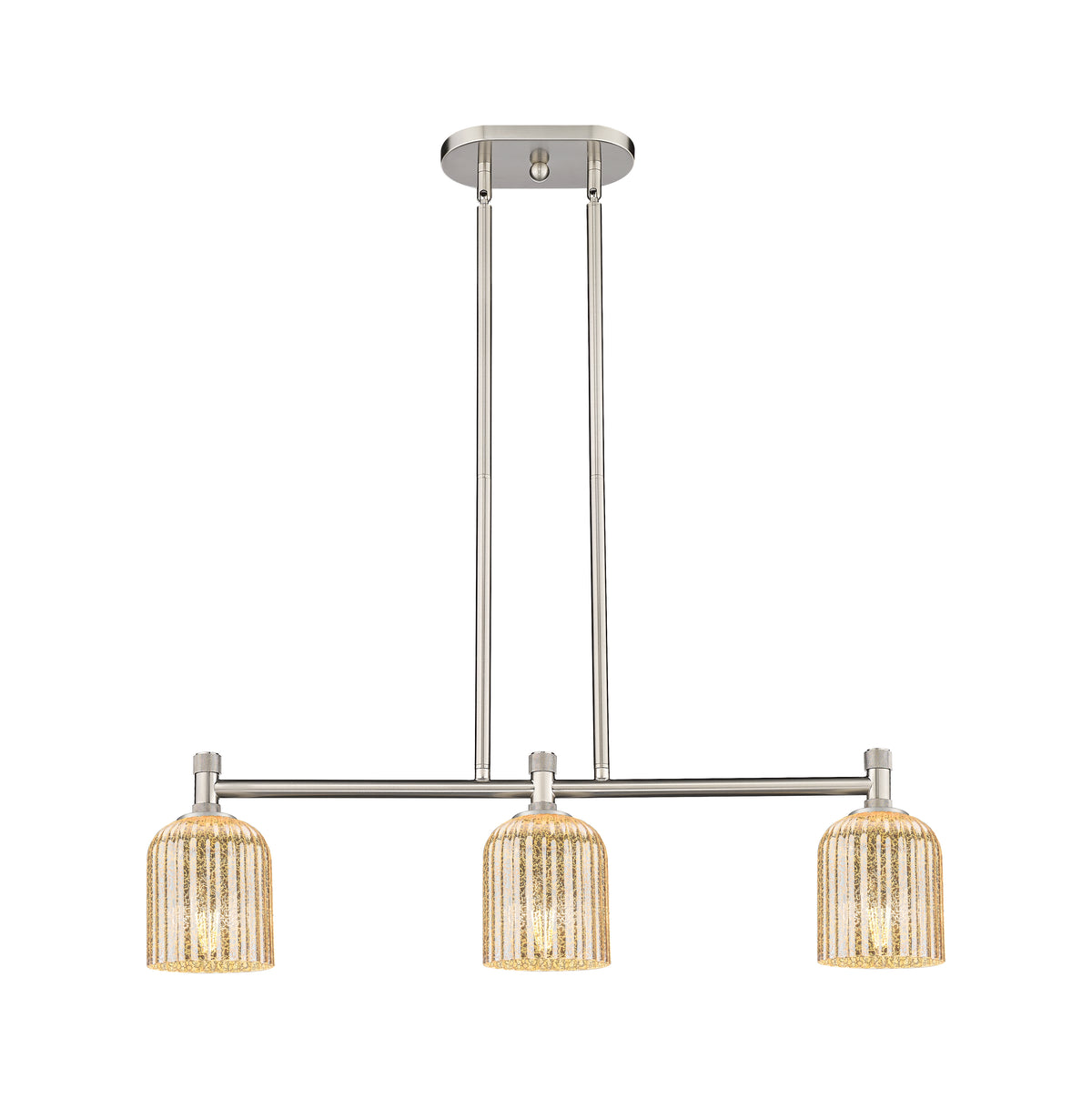 Crown Point 31-Inch 3-Light Stem-Hung Island Light Bell Shade 8.875-Inch High
