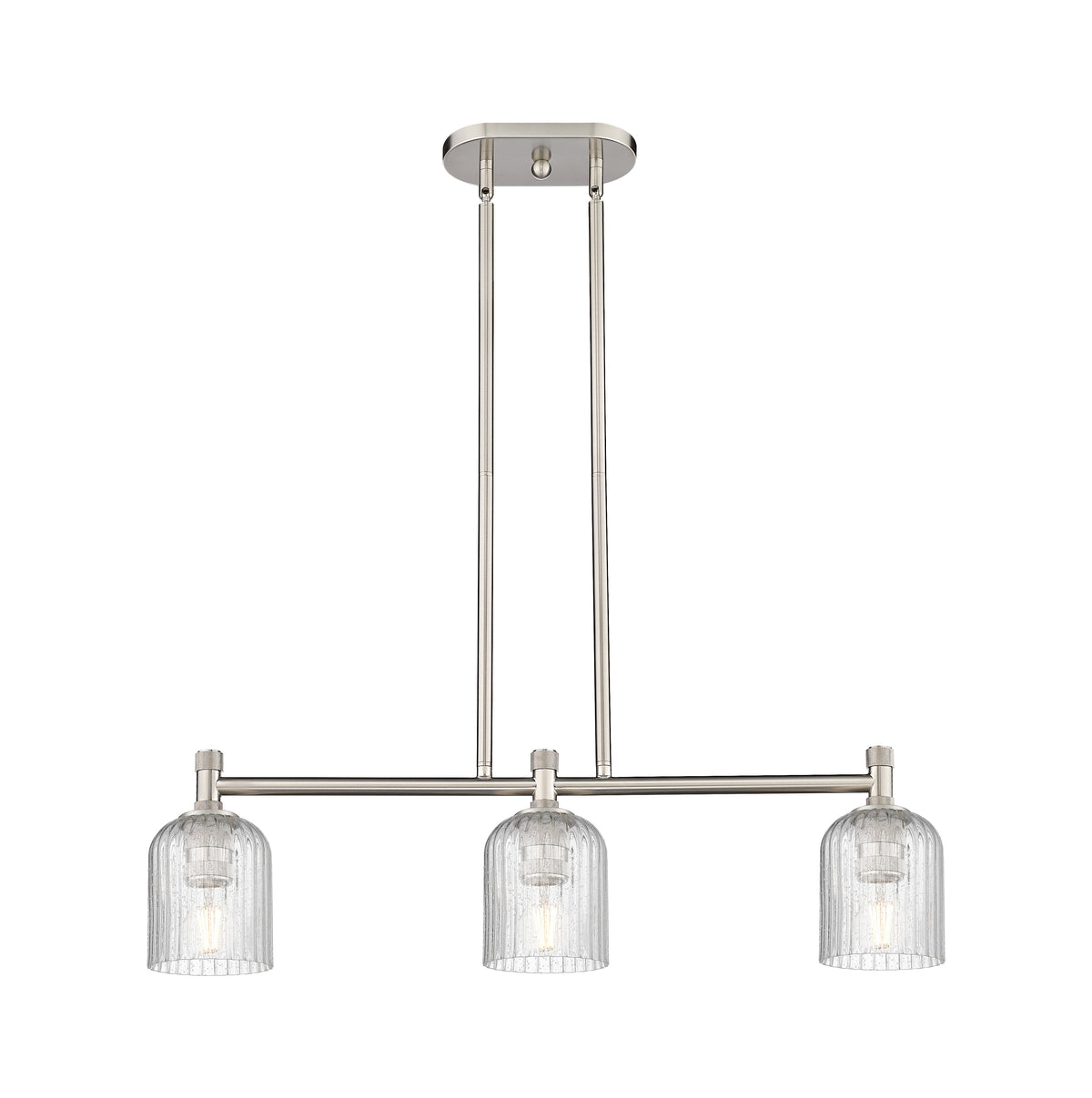 Crown Point 31-Inch 3-Light Stem-Hung Island Light Bell Shade 8.875-Inch High