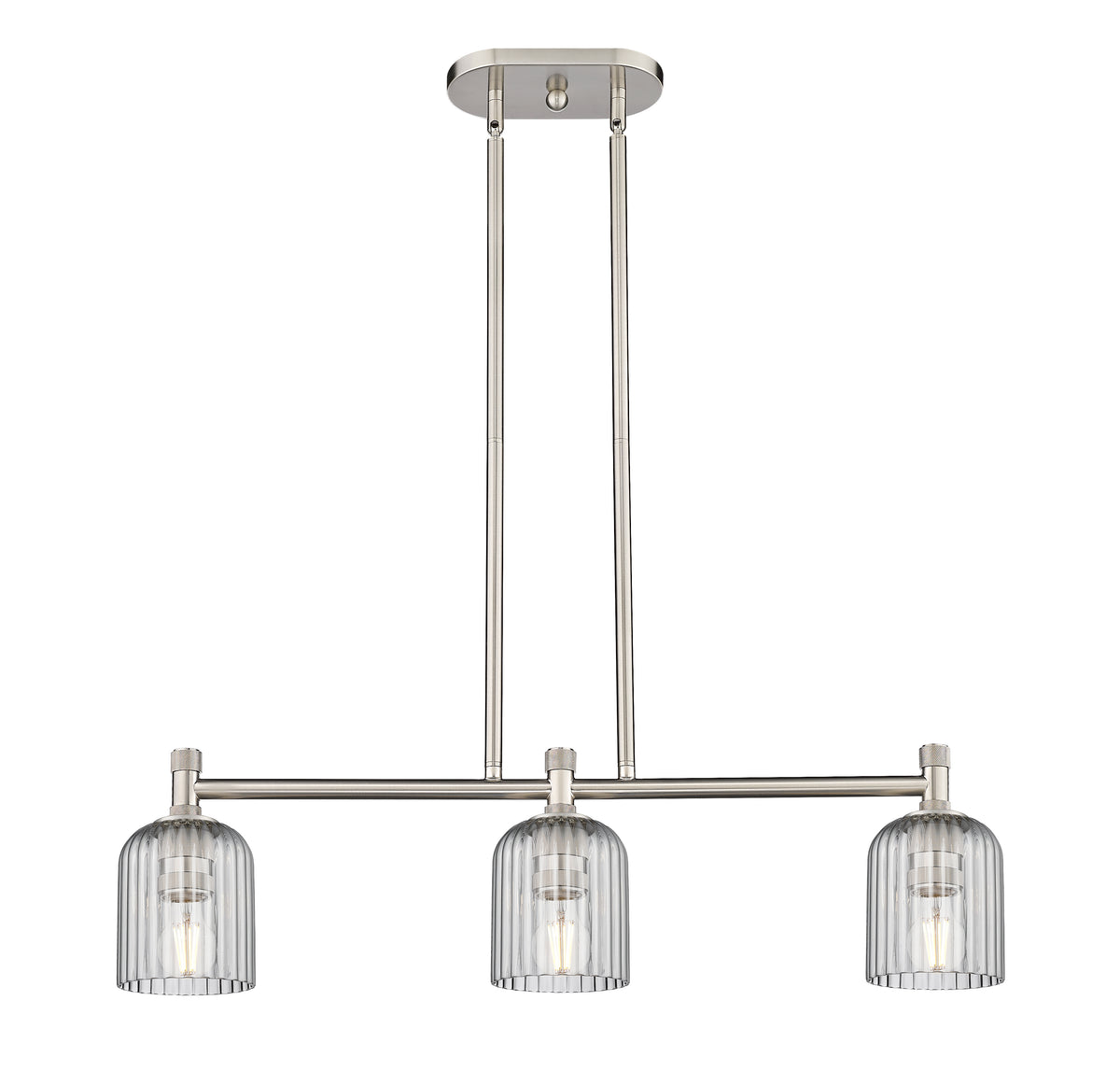 Crown Point 31-Inch 3-Light Stem-Hung Island Light Bell Shade 8.875-Inch High