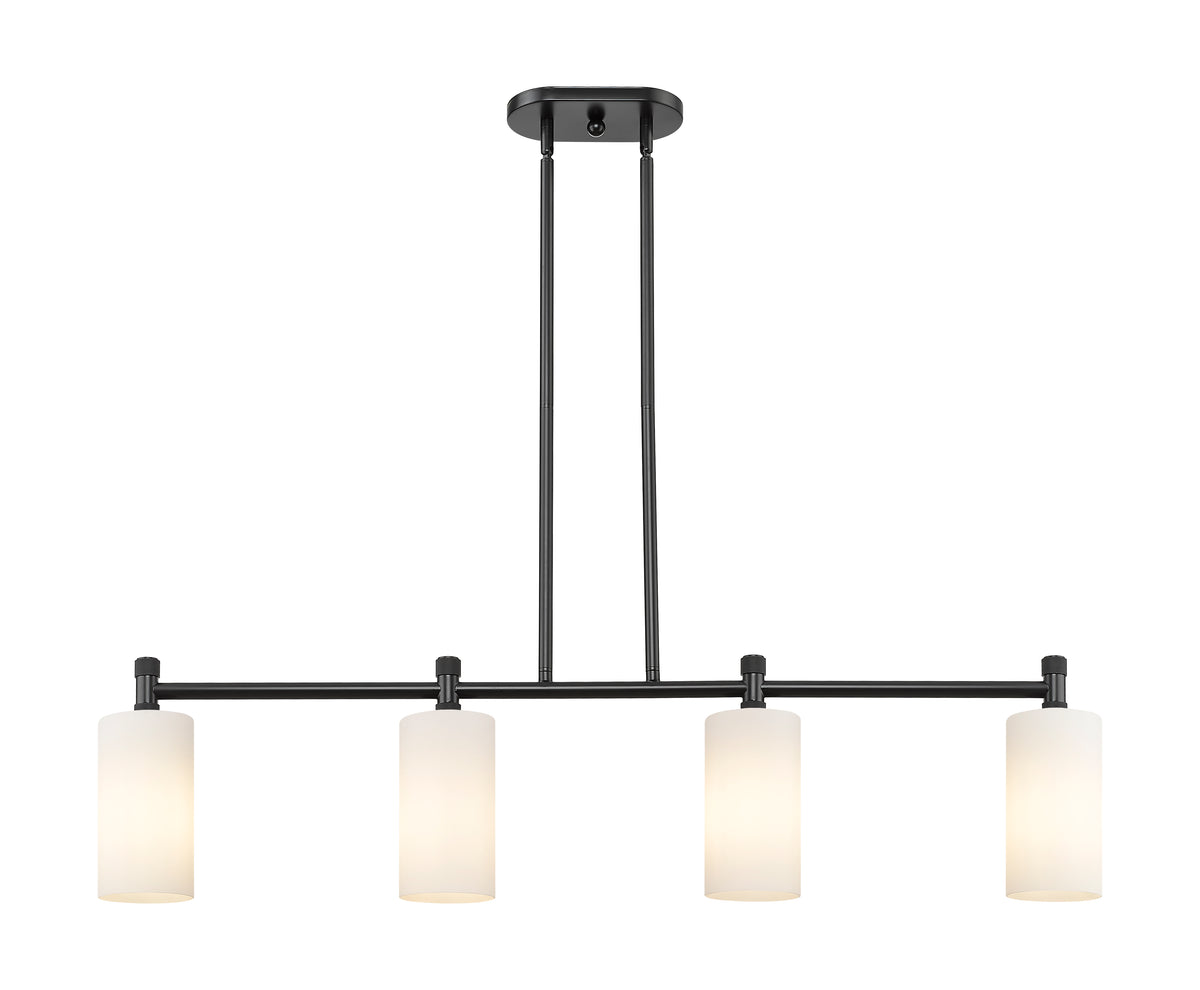 Crown Point 44-Inch 4-Light Stem-Hung Island Light Cylinder Shade 9.875-Inch High