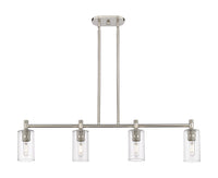 Crown Point 44-Inch 4-Light Stem-Hung Island Light Cylinder Shade 9.875-Inch High
