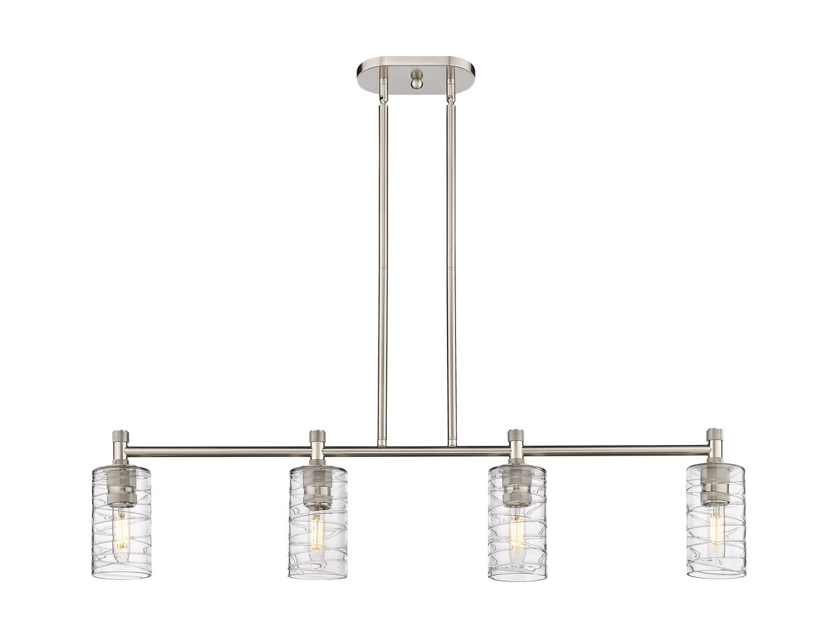 Crown Point 44-Inch 4-Light Stem-Hung Island Light Cylinder Shade 9.875-Inch High