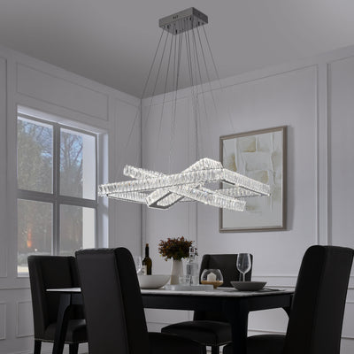 Crystal Elegance LED Chandelier | 3 Rectangles