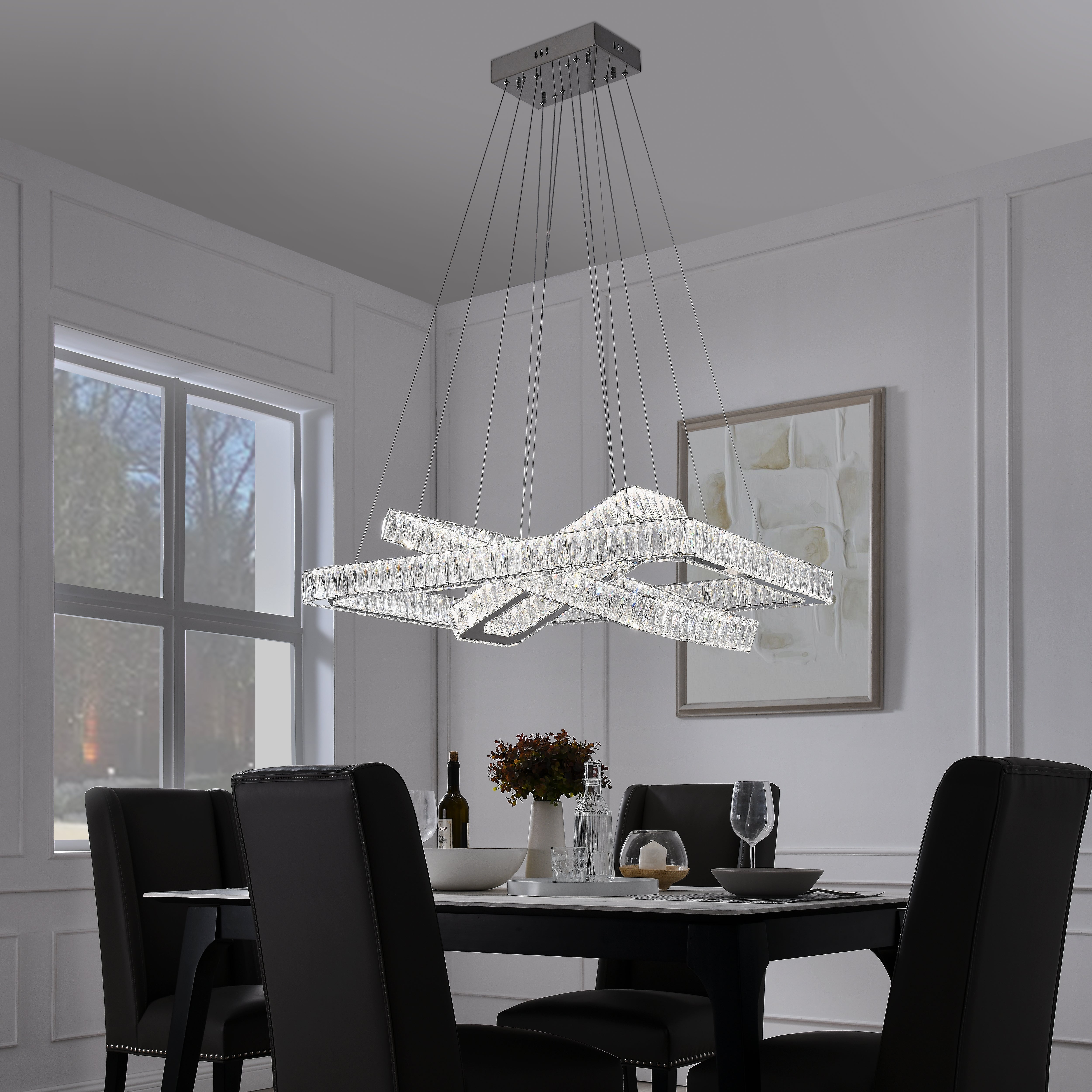 Crystal Elegance LED Chandelier | 3 Rectangles