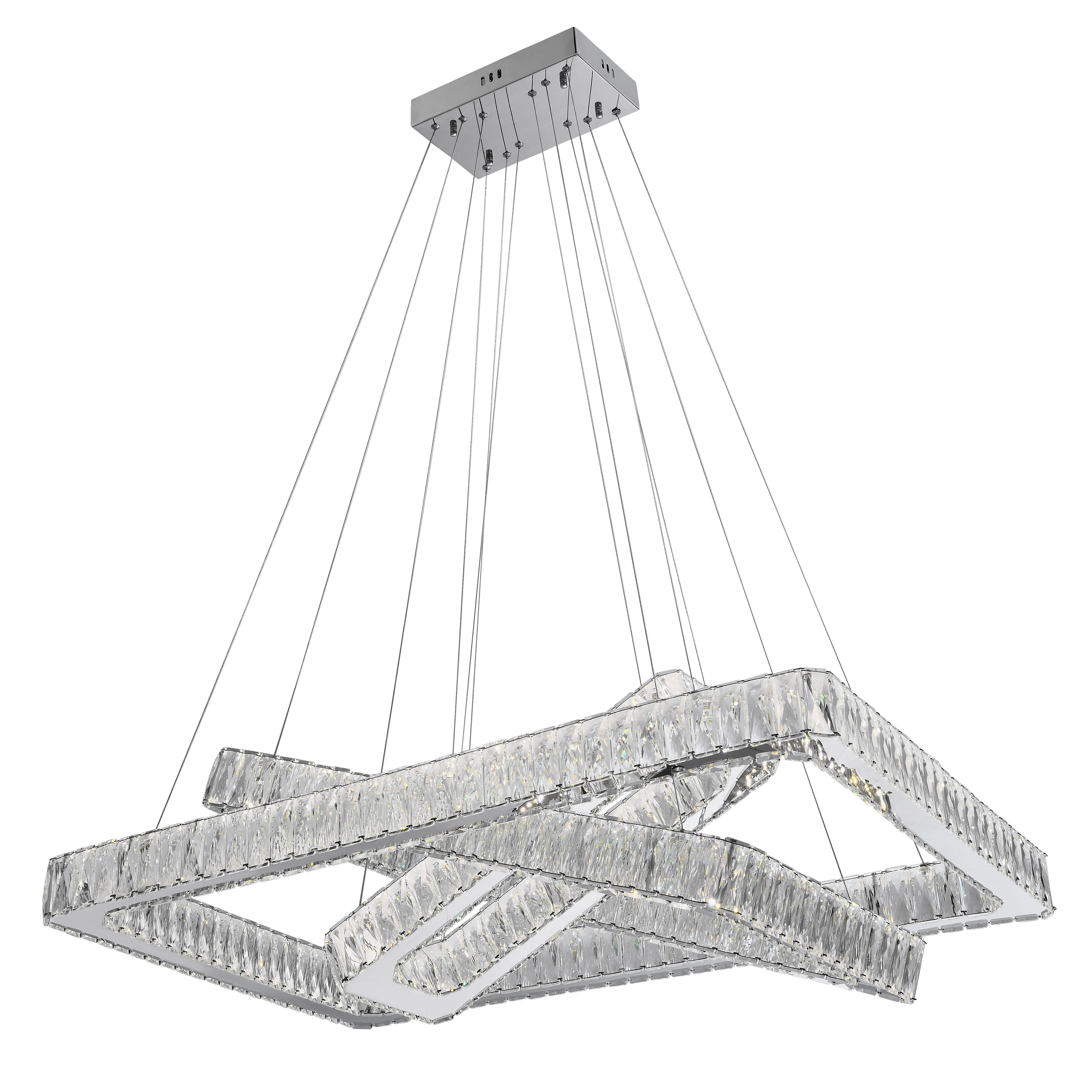 Crystal Elegance LED Chandelier | 3 Rectangles