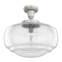 Saddle Creek 16-inch 1-light Brushed Nickel Schoolhouse Pendant with Seeded Glass