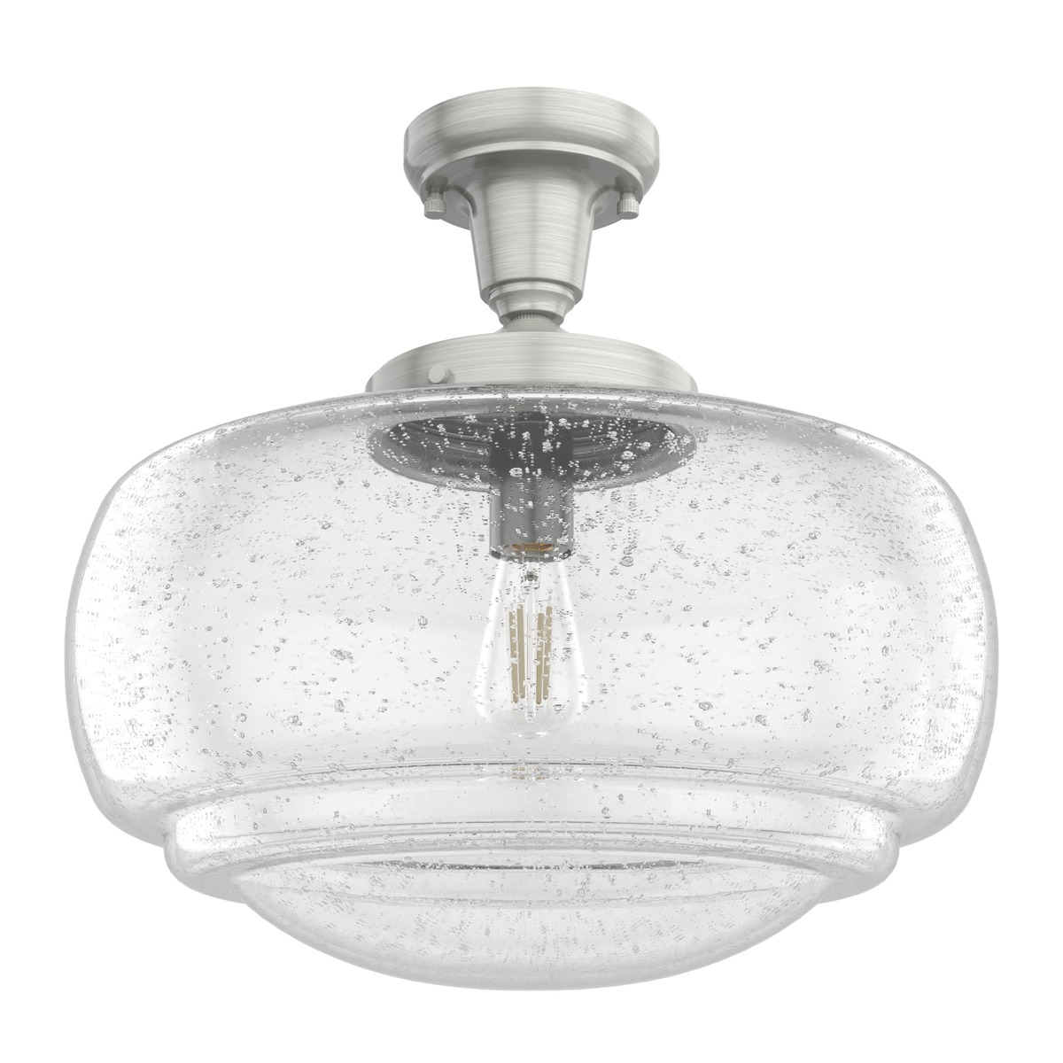 Saddle Creek 16-inch 1-light Brushed Nickel Schoolhouse Pendant with Seeded Glass