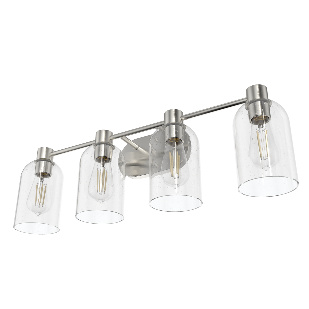 Lochemeade 28.5-inch 4-light Brushed Nickel Vanity Light with Seeded Glass