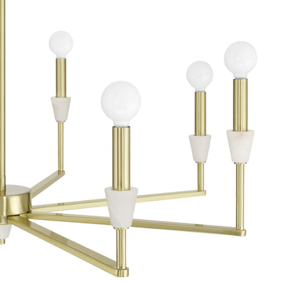 Montclair 32-inch 8-light Brushed Gold and Natural Alabaster Chandelier