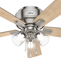 52 inch Crestfield Brushed Nickel Low Profile Ceiling Fan with LED Light Kit and Pull Chain
