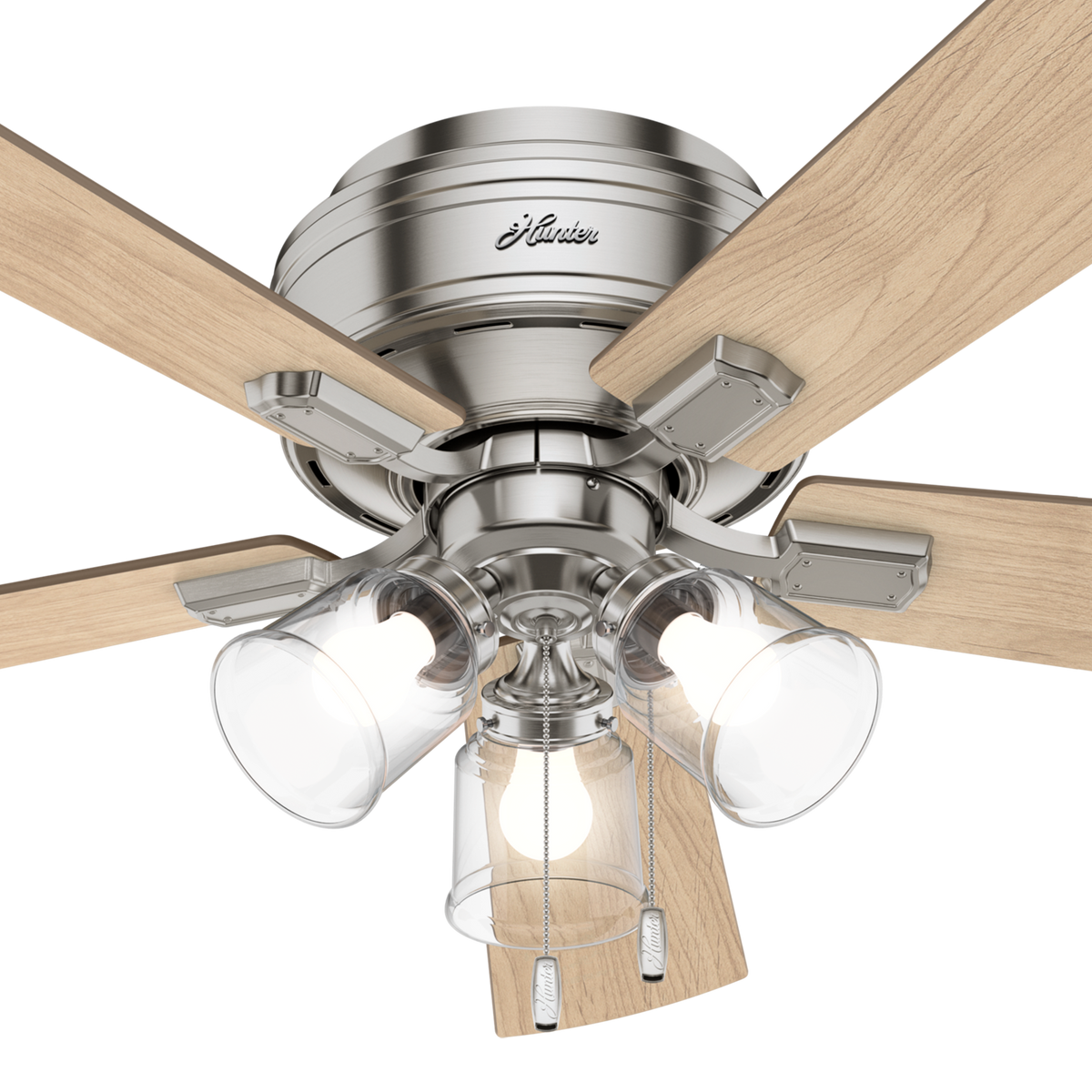 52 inch Crestfield Brushed Nickel Low Profile Ceiling Fan with LED Light Kit and Pull Chain