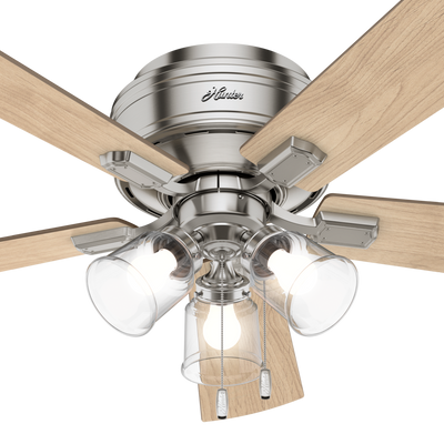 52 inch Crestfield Brushed Nickel Low Profile Ceiling Fan with LED Light Kit and Pull Chain