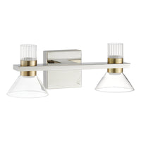 Blake 16-inch 4-light Polished Nickel and Champagne Gold 5CCT LED Vanity Light with Clear and Clear Ribbed Glass