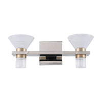 Blake 16-inch 4-light Polished Nickel and Champagne Gold 5CCT LED Vanity Light with Clear and Clear Ribbed Glass