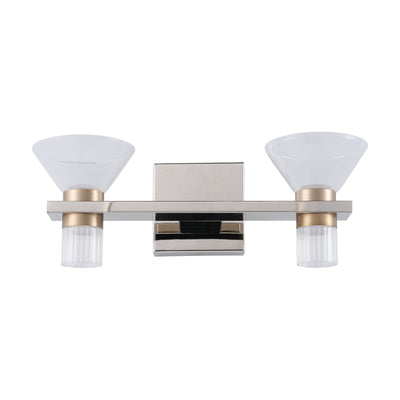 Blake 16-inch 4-light Polished Nickel and Champagne Gold 5CCT LED Vanity Light with Clear and Clear Ribbed Glass