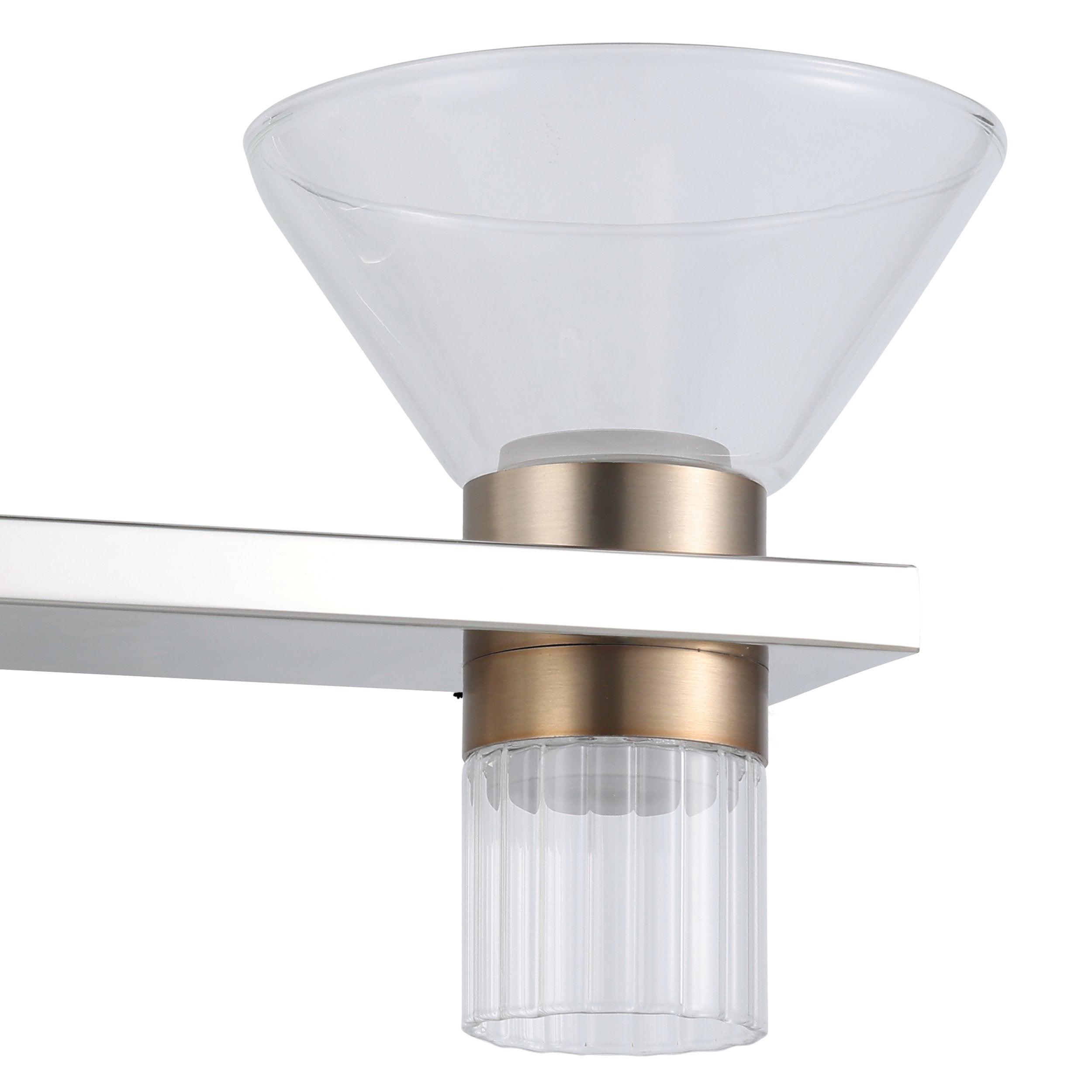 Blake 16-inch 4-light Polished Nickel and Champagne Gold 5CCT LED Vanity Light with Clear and Clear Ribbed Glass