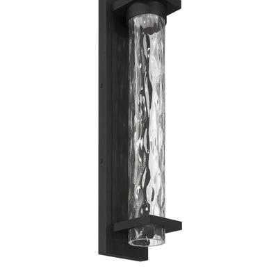 Lionel 20-inch Textured Black LED Exterior Wall Sconce with Clear Water Glass Shade