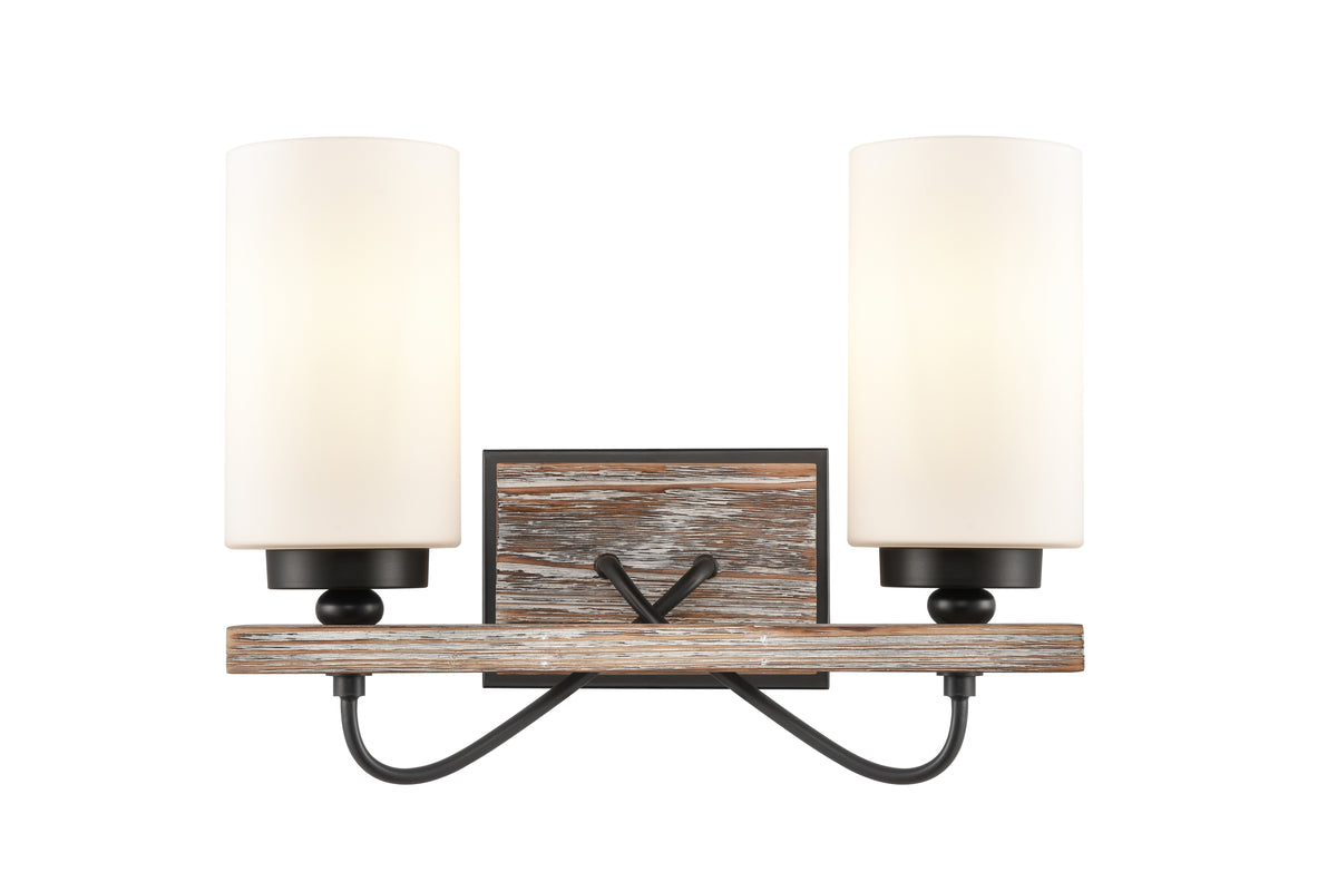 Paladin 14-Inch 2-Light Bath Vanity Light Cylinder Shade