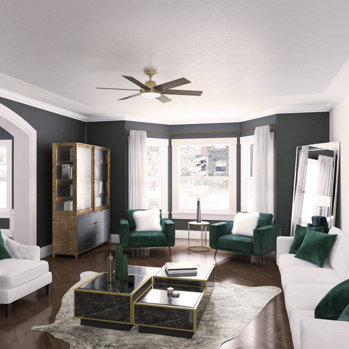 52 inch Donatella Luxe Gold Ceiling Fan with LED Light Kit and Handheld Remote