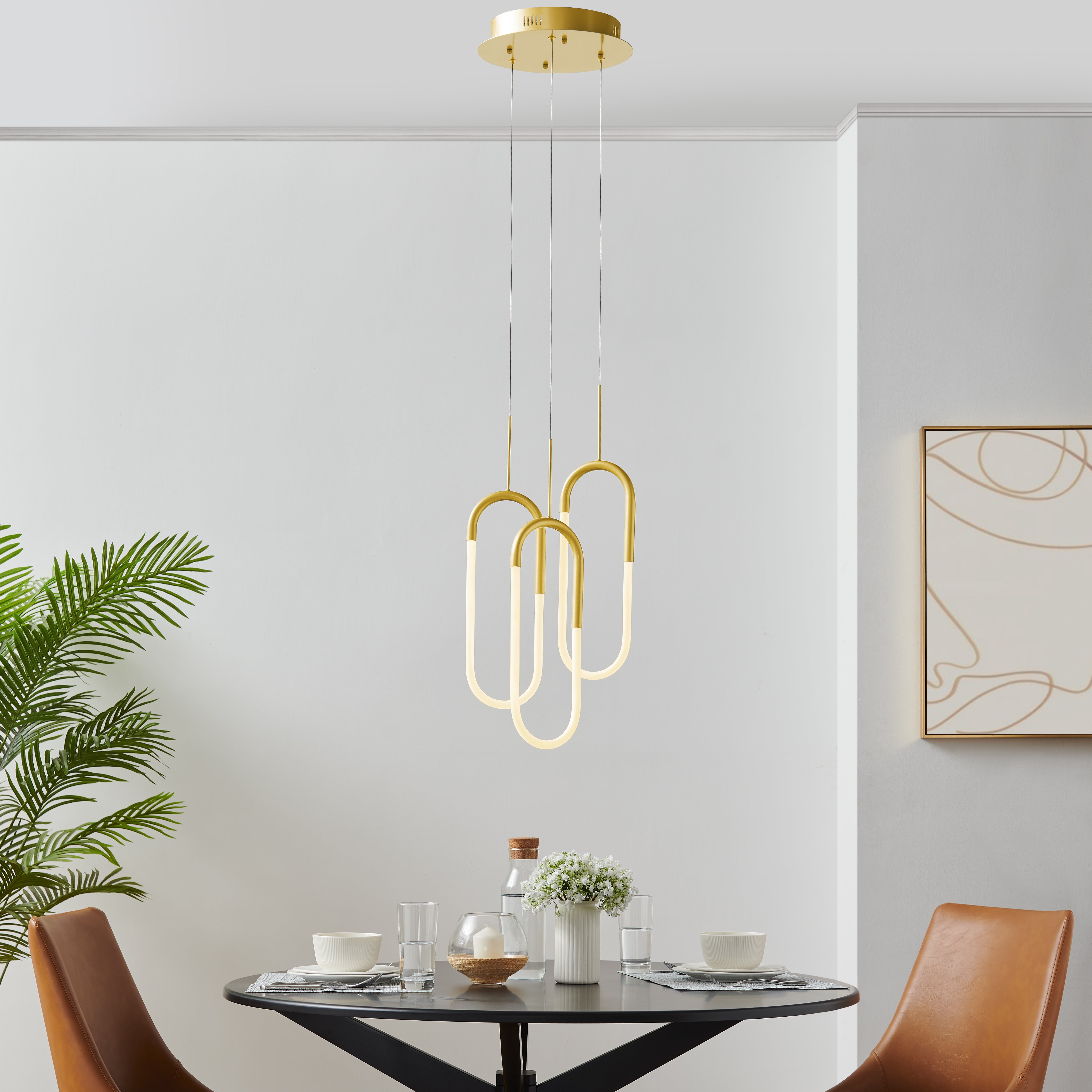 LED Three Clips Chandelier | Sandy Gold