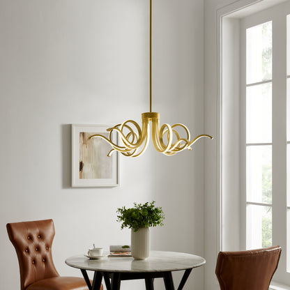 Magnolia LED Adjustable Chandelier | Sandy Gold