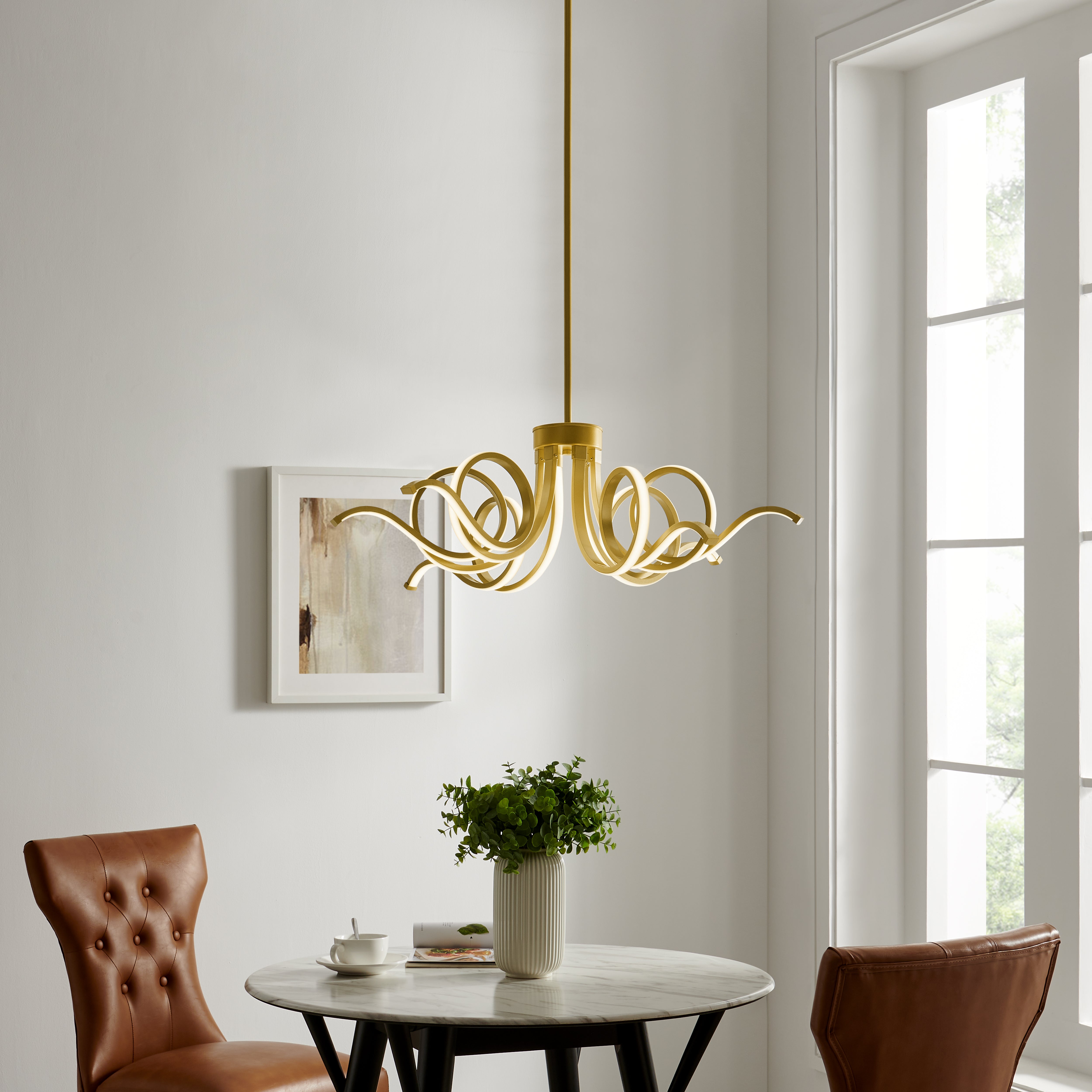 Magnolia LED Adjustable Chandelier | Sandy Gold