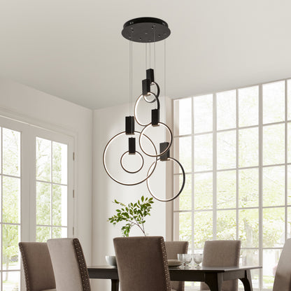Hong Kong LED Circular Chandelier| Matte Black