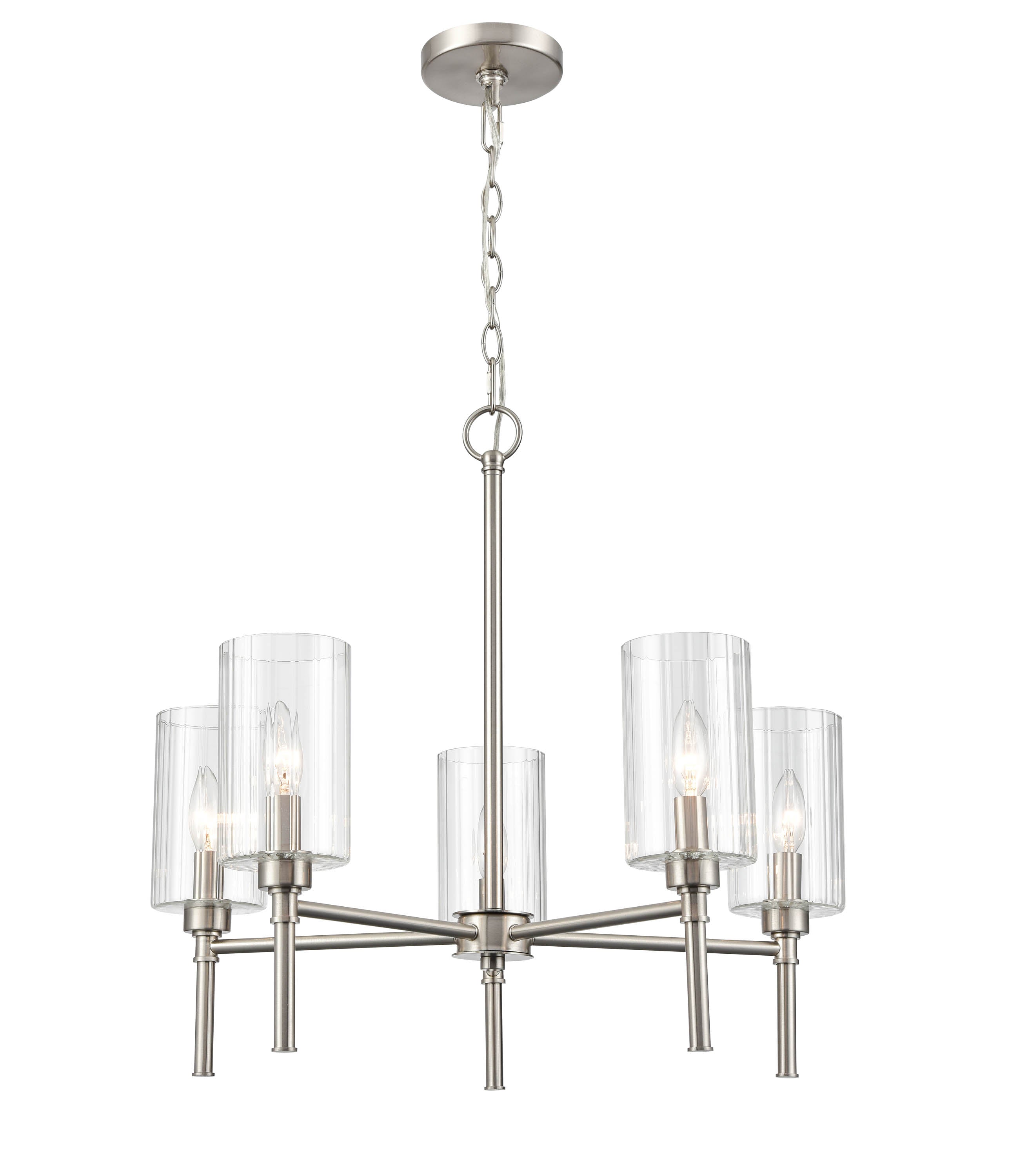 22.25'' Chastine Brushed Nickel 5 Light Chandelier